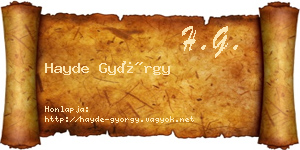 Hayde György névjegykártya
